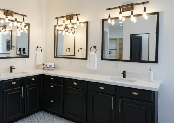 Large Vanity with Hanging Lights
