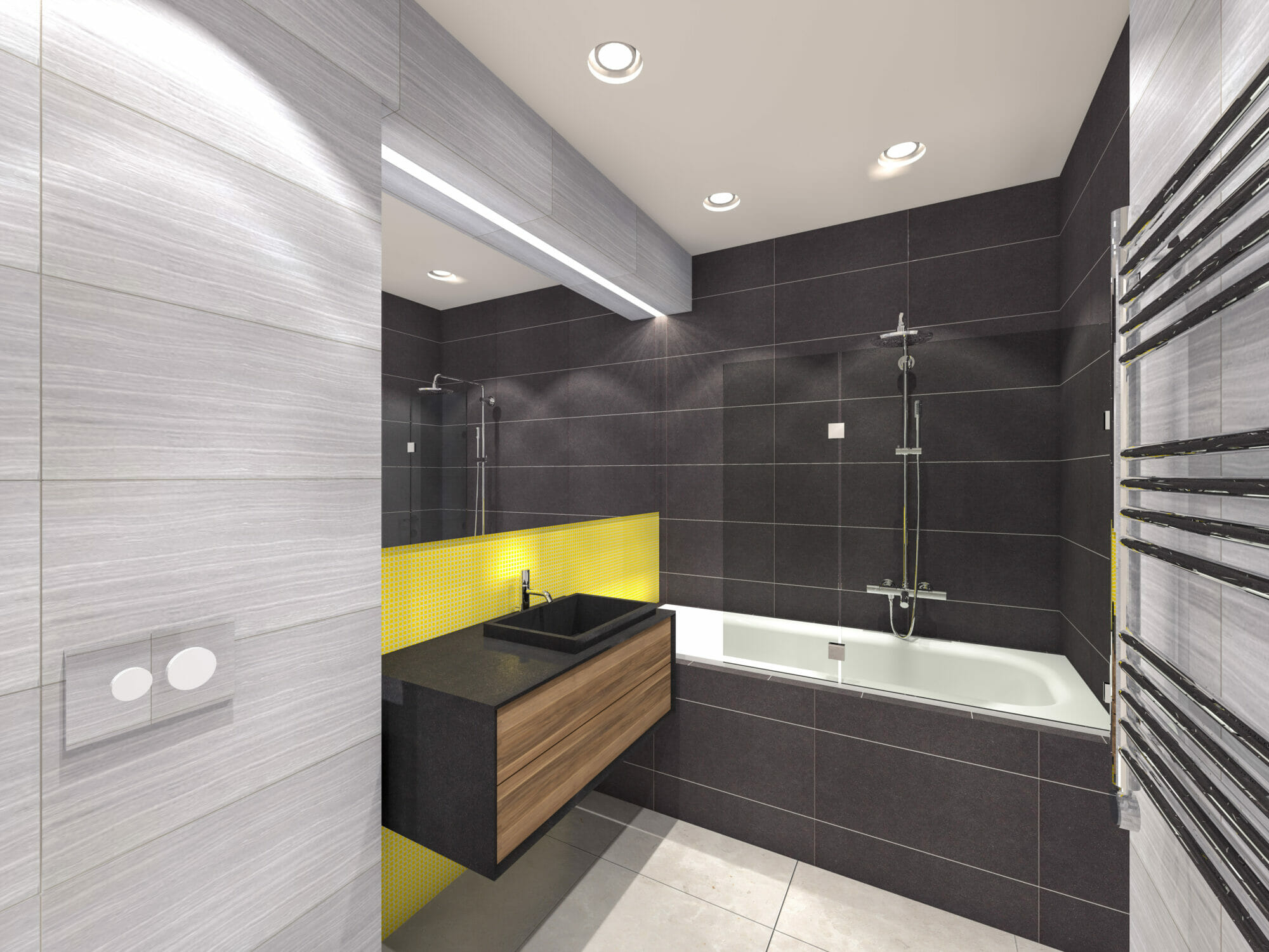 modern tiled wall bathroom system